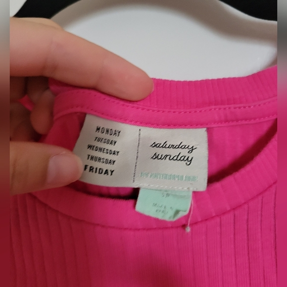 Anthropologie Saturday Sunday Addy Ribbed Midi Dress Belted Waist Tie Pink - Picture 3 of 5